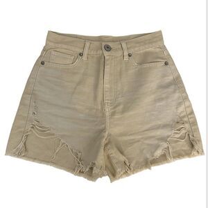 American Eagle Light Tan Distressed Highest Rise Mom Jean Shorts Size 0